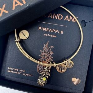 New in box! Alex and Ani Pineapple charm bangle with Swarovski crystal